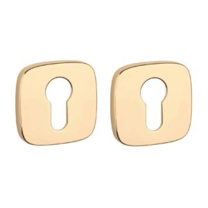 APRILE cilinderrozetten 52x52x7mm afgerond - goud gepolijst