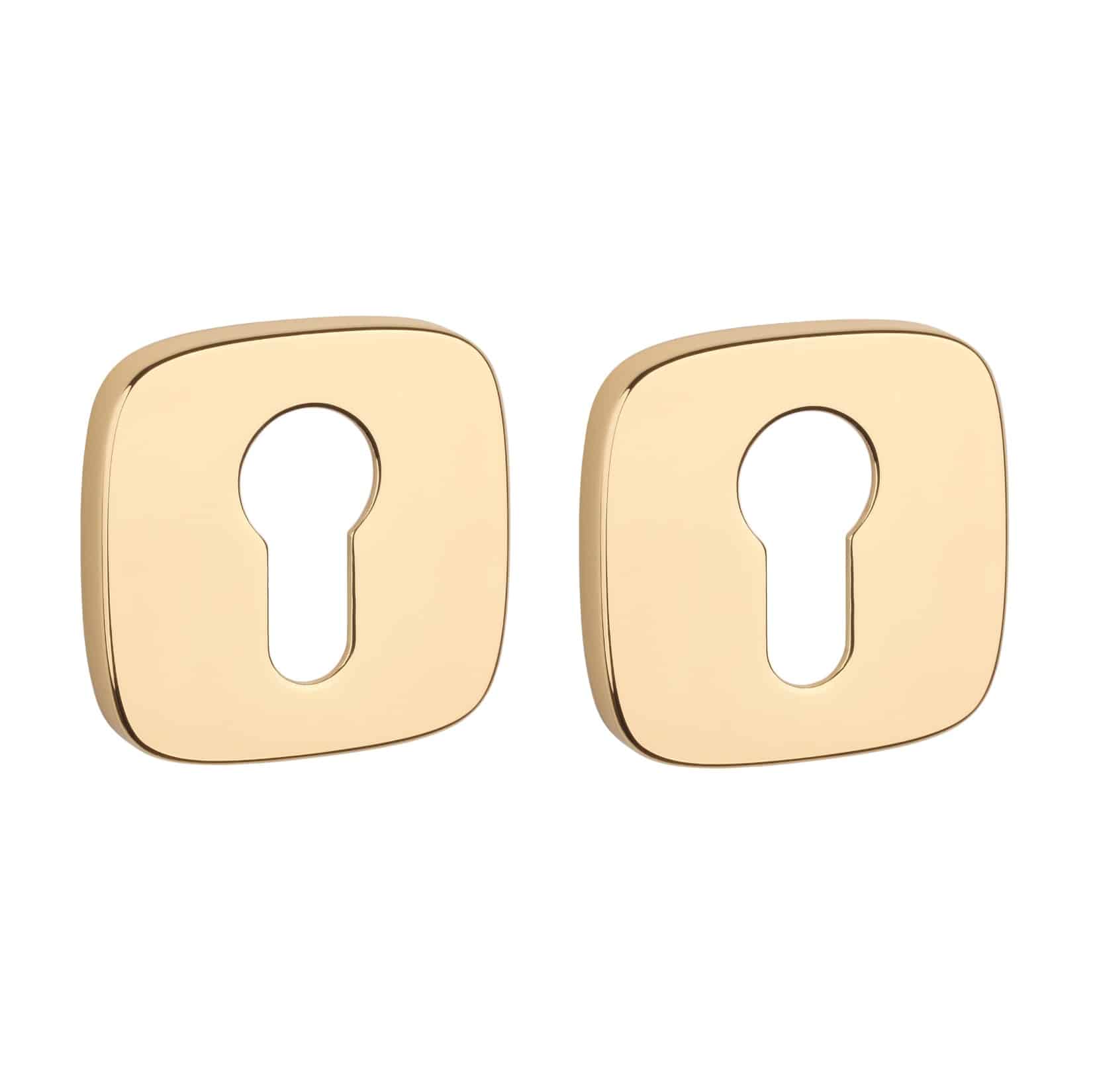 APRILE cilinderrozetten 52x52x7mm afgerond - goud gepolijst
